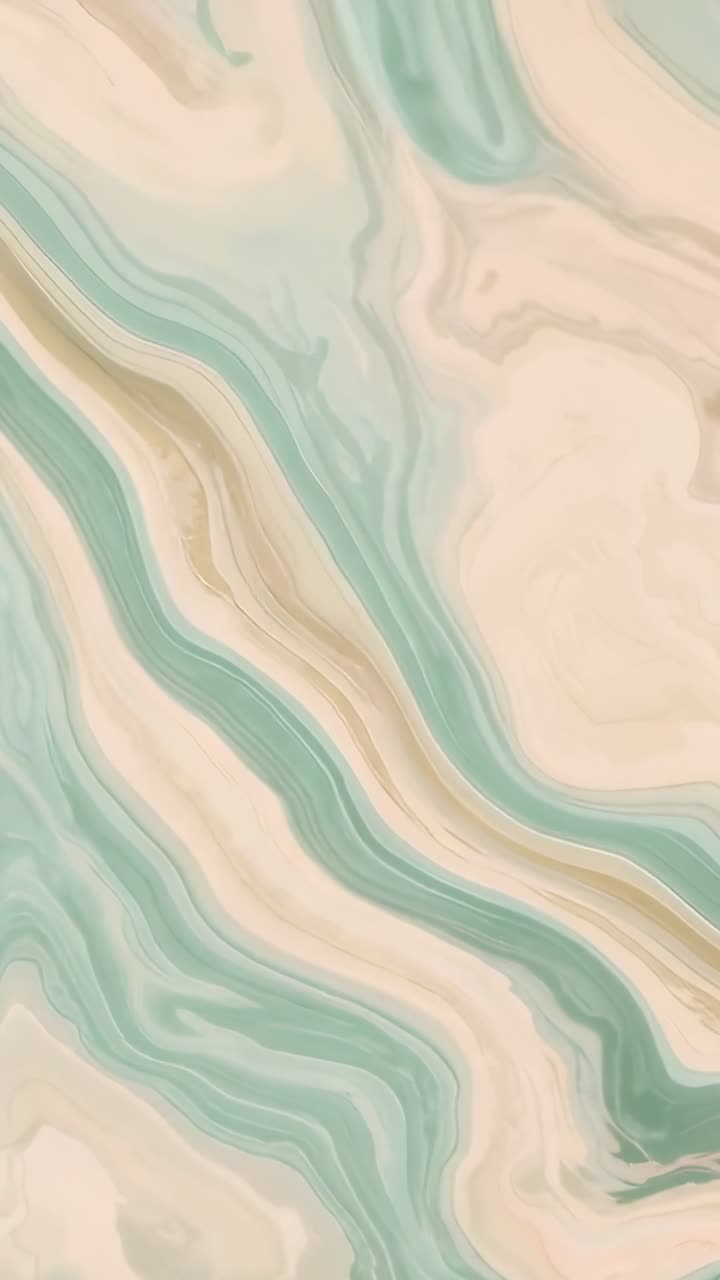 Vertical video: Frame change causing marbled pattern sliding across canvas, revealing teal pools