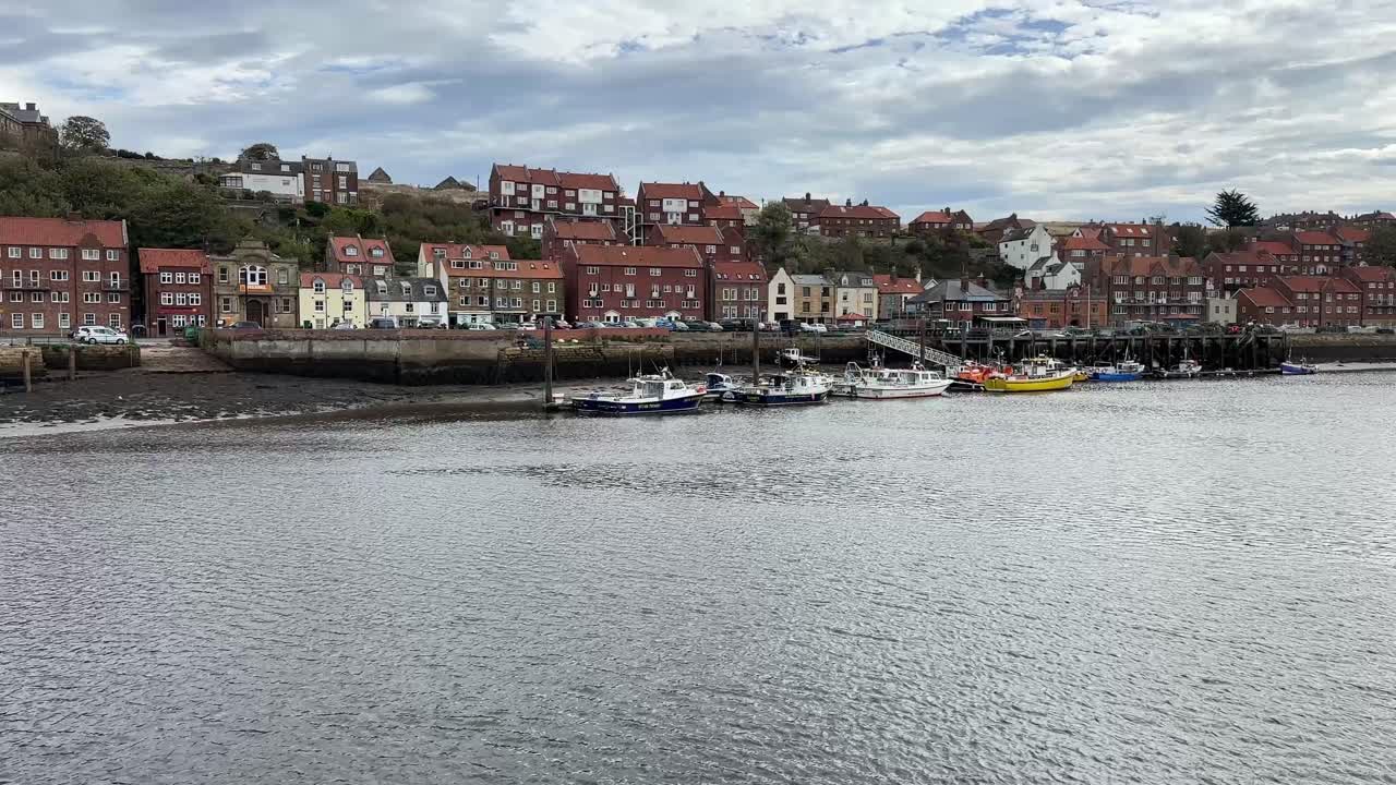 Whitby seaside british english city uk north yorkshire river esk abbey uk historic harbour port town england