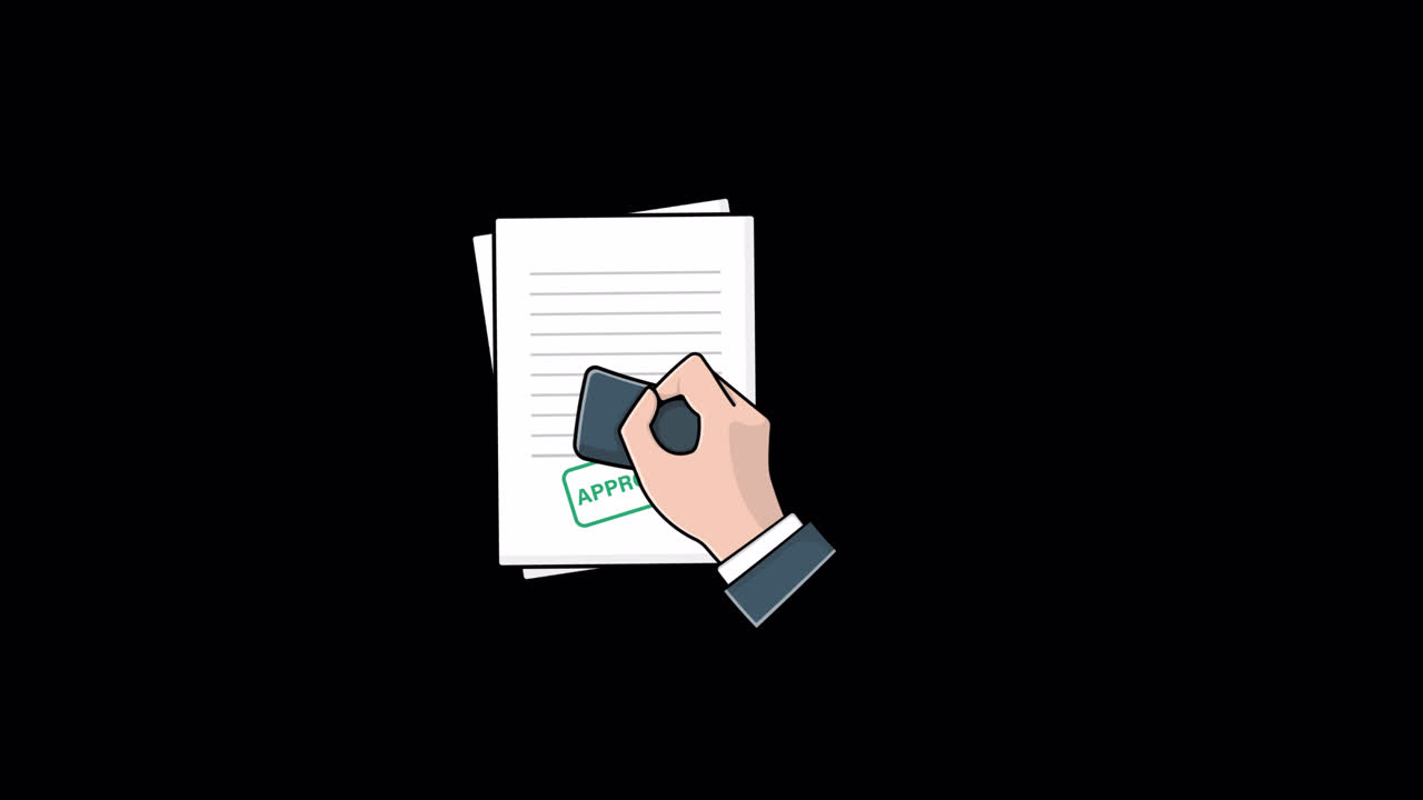 Animated Hand Stamping Document with Approved Mark