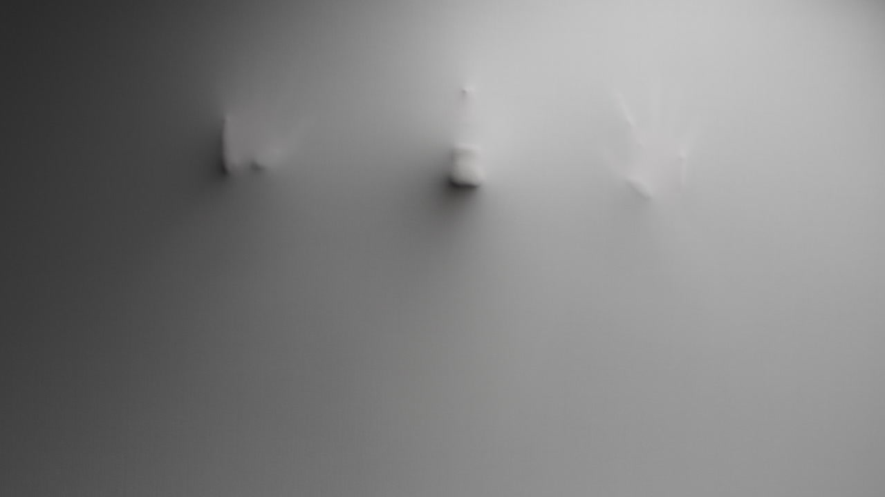 Scary silhouettes appears from the white wall