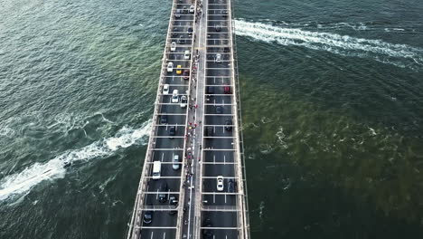 drone footage showing brooklyn bridge