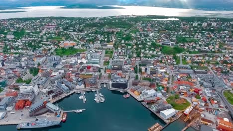 view of a marina in tromso, north norway