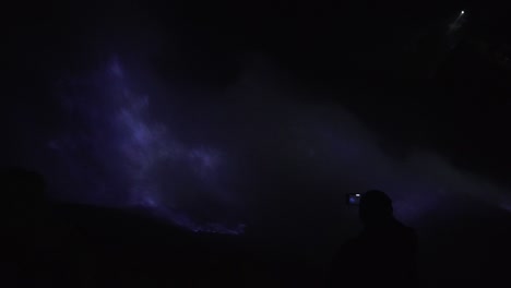 blue sulfur fire of mount kawah ijen volcano