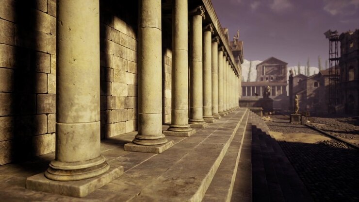 Ritratto di paesaggio urbano storico con orizzonti morbidi e un'atmosfera contemplativa