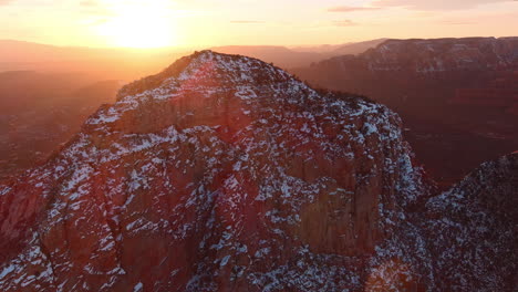 capitol butte mountain peak in arizona covered in snow, push out