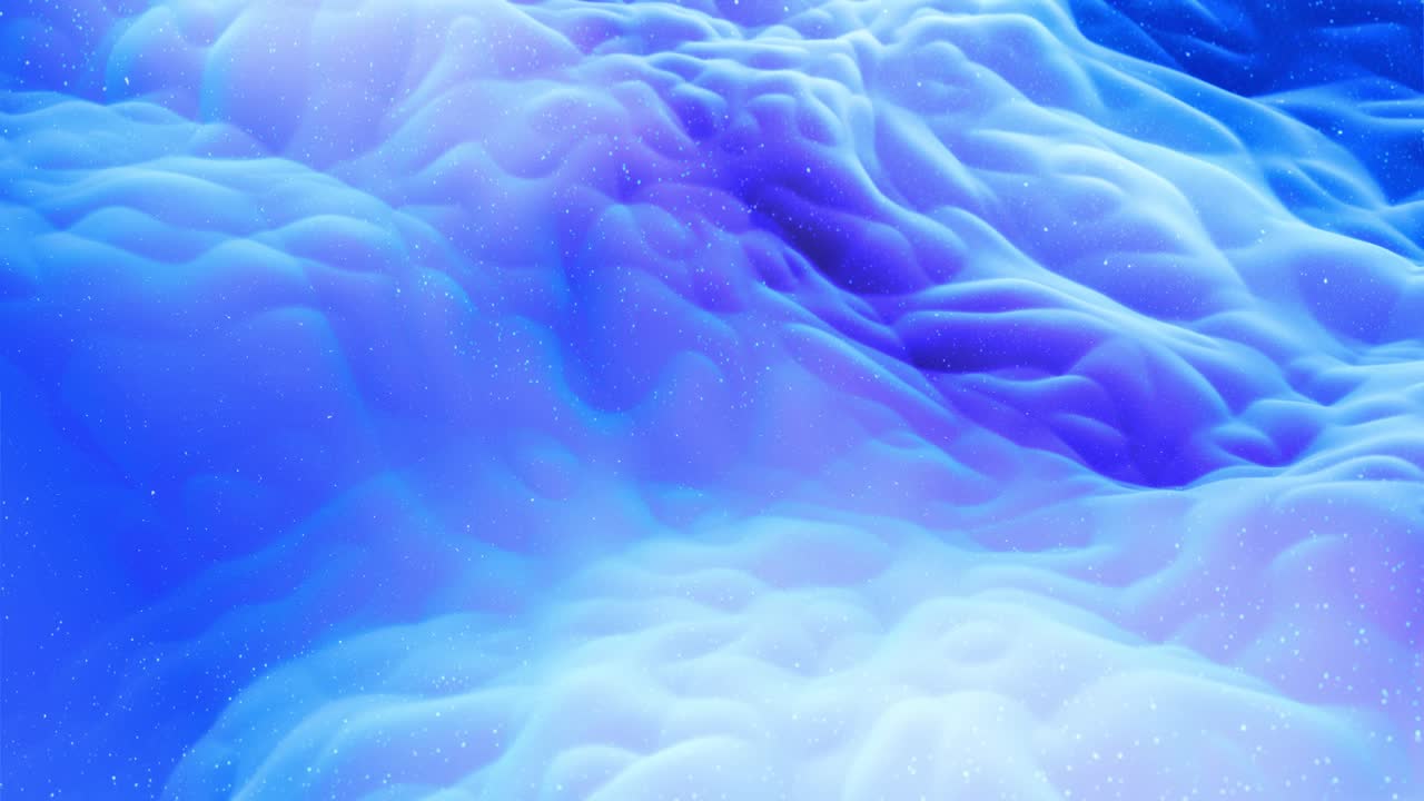 ondas abstractas de material mate azul suave con brillo interno ligero y brillos en la superficie de morphing. superficie geométrica abstracta como el paisaje o el terreno, extrudir o desplazar el ruido 3d. bucle 4k