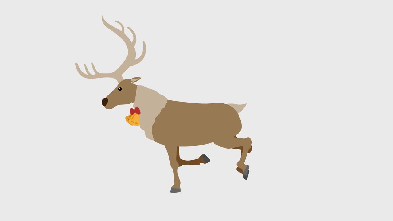 Running Reindeer Illustration Loop Animation (4K Resolution, Background Transparent)