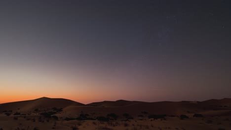 sunset to milky way time lapse over the sand dunes in the al quaa desert in abu dhabi, united arab emirates