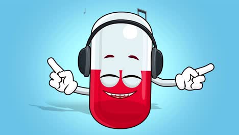 cartoon pill capsule  face animation listen music with alpha matte