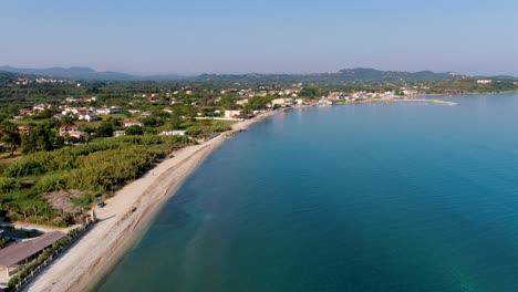 aerial drone view in acharavi and roda beach in corfu island greece