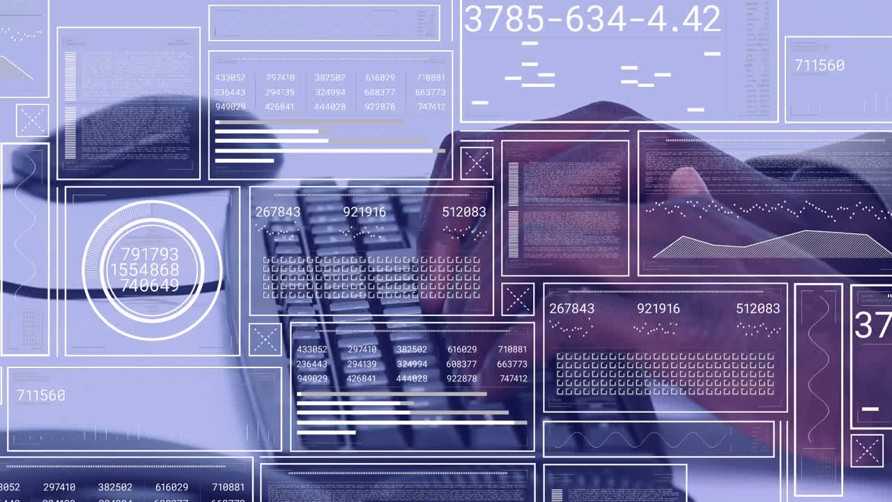 animación del procesamiento de datos con las manos usando computadora