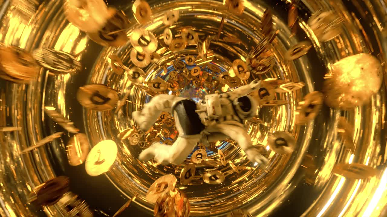 금 동전 소용돌이에서 우주 비행사