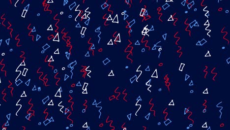 animation of white, blue and red shapes on blue background