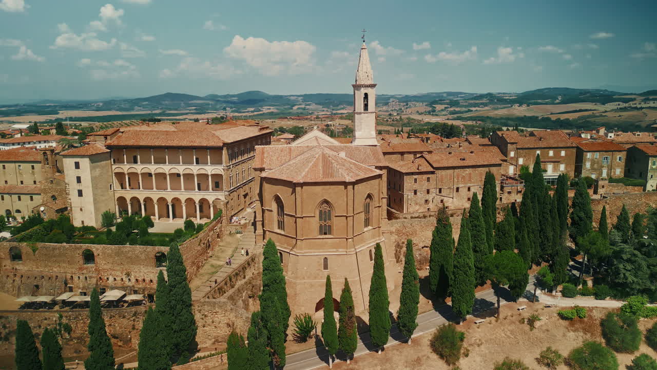 Tuscan Town with Ancient Buildings and Church