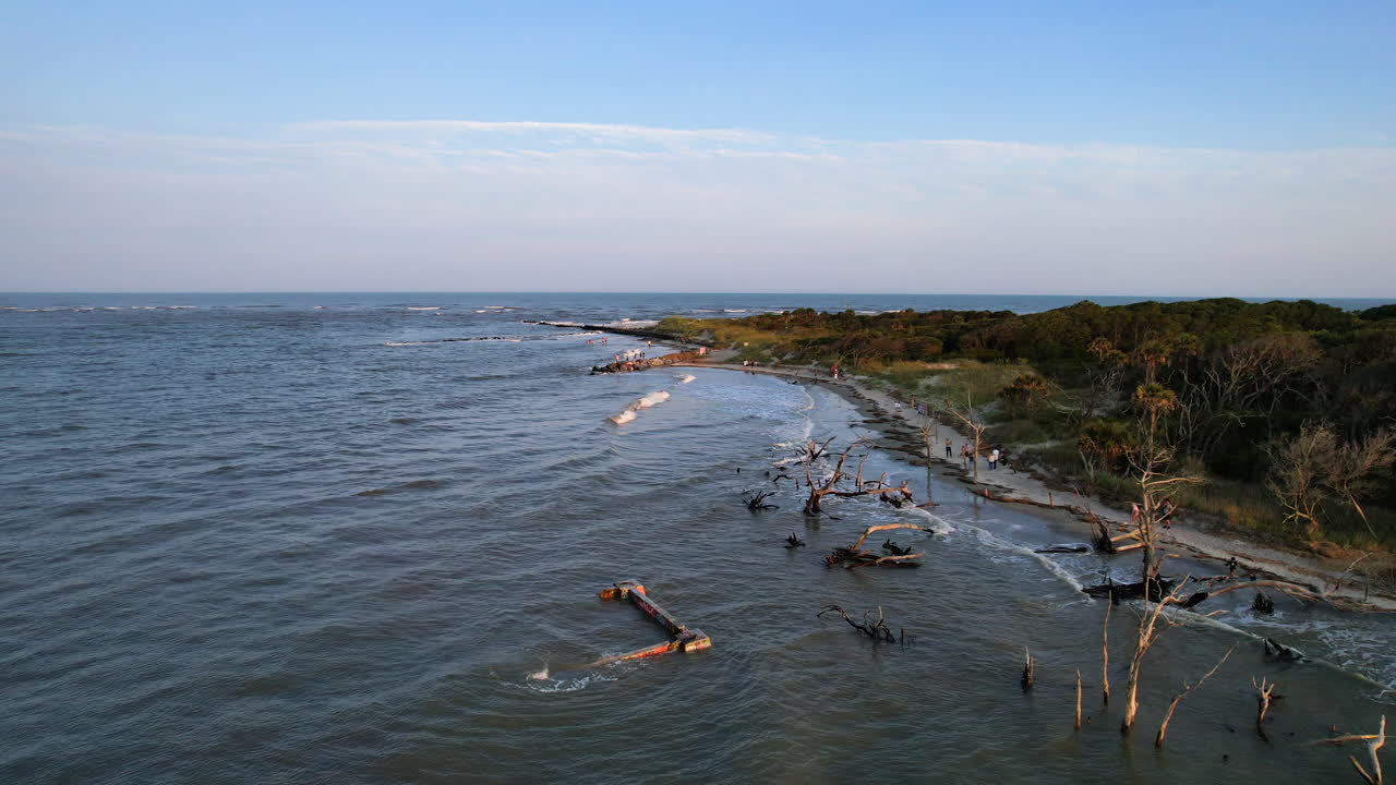 Aerial View of a Beautiful Beach with People