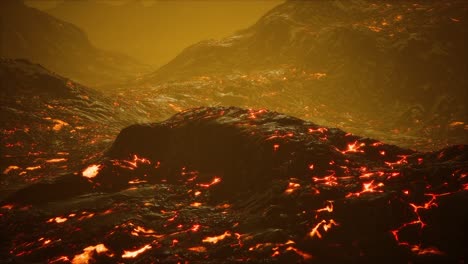 lava fields and hills at active volcano