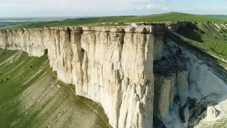 aerial view of a chalk cliff face