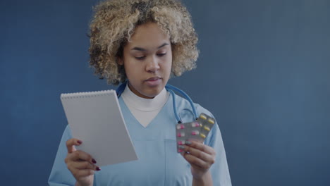 doctor reviewing medication and prescription