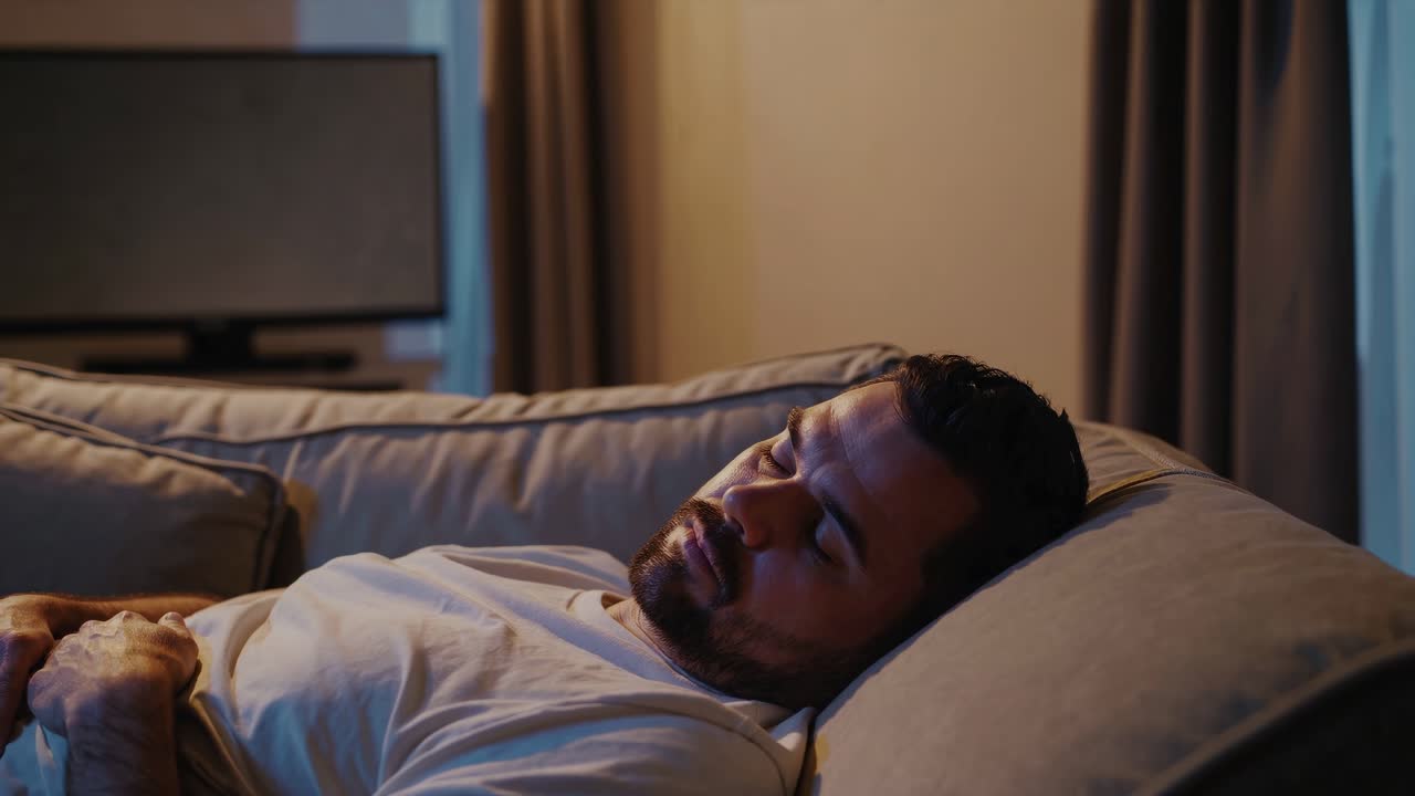 Man Sleeping on a Couch