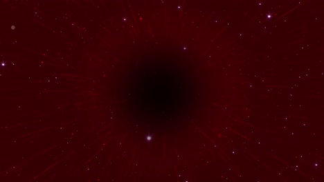 red cosmic tunnel with black hole