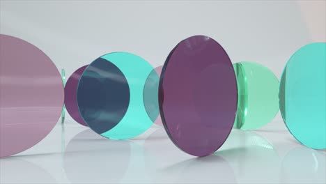 Colorful-Translucent-Blue-Purple-Glass-Lenses-Rotate-and-Rotate-on-a-Light-Background-3d-Animation