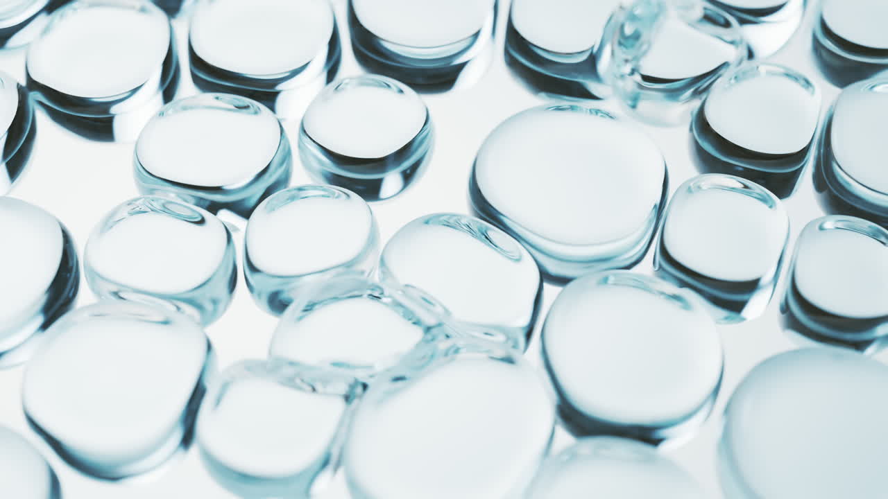 투명한 유리 거품 배경, 3d 렌더링