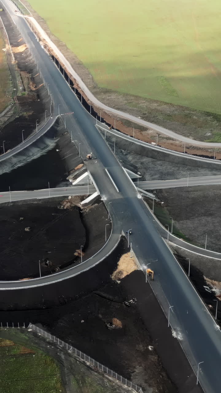 Aerial View of New Highway Interchange Under Construction