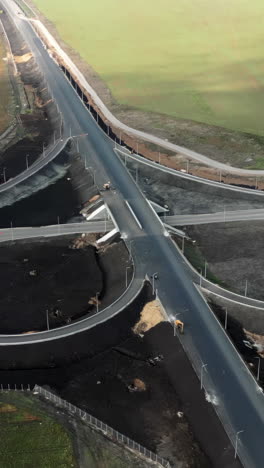aerial view of new highway interchange under construction