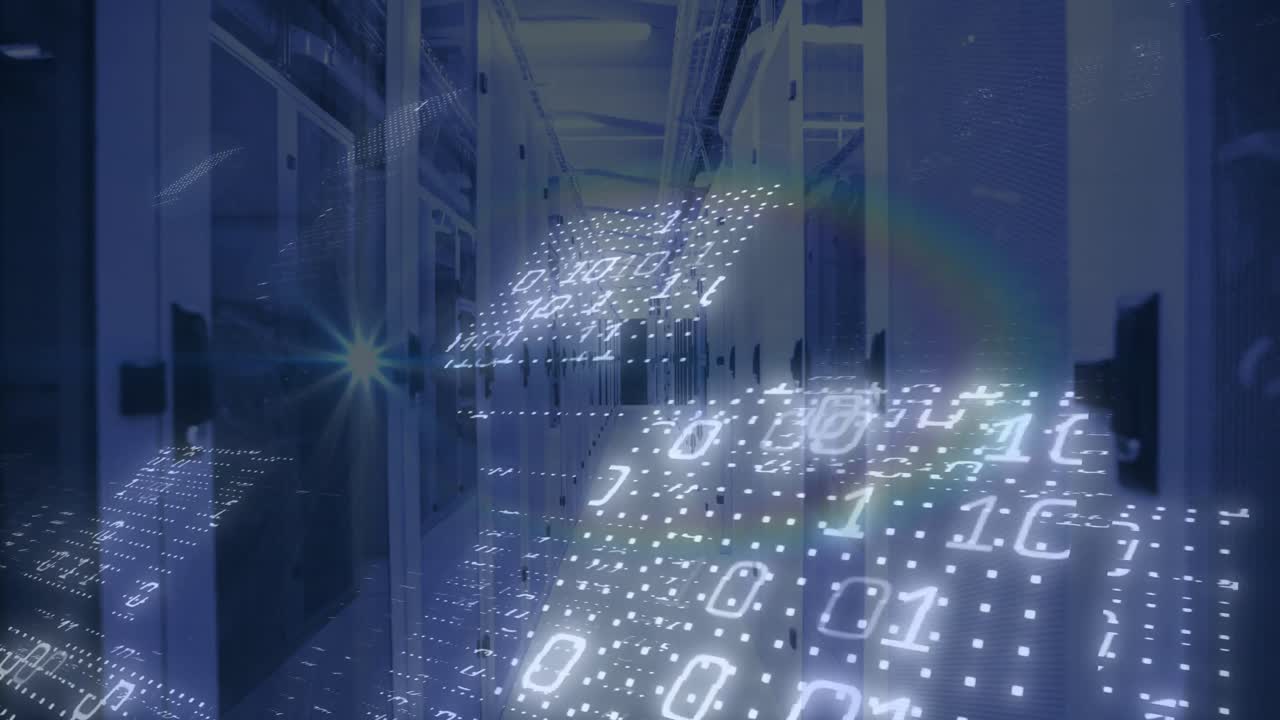 Animation of data processing over server room