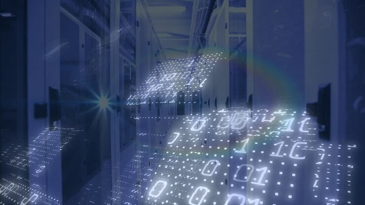 Animation of data processing over server room