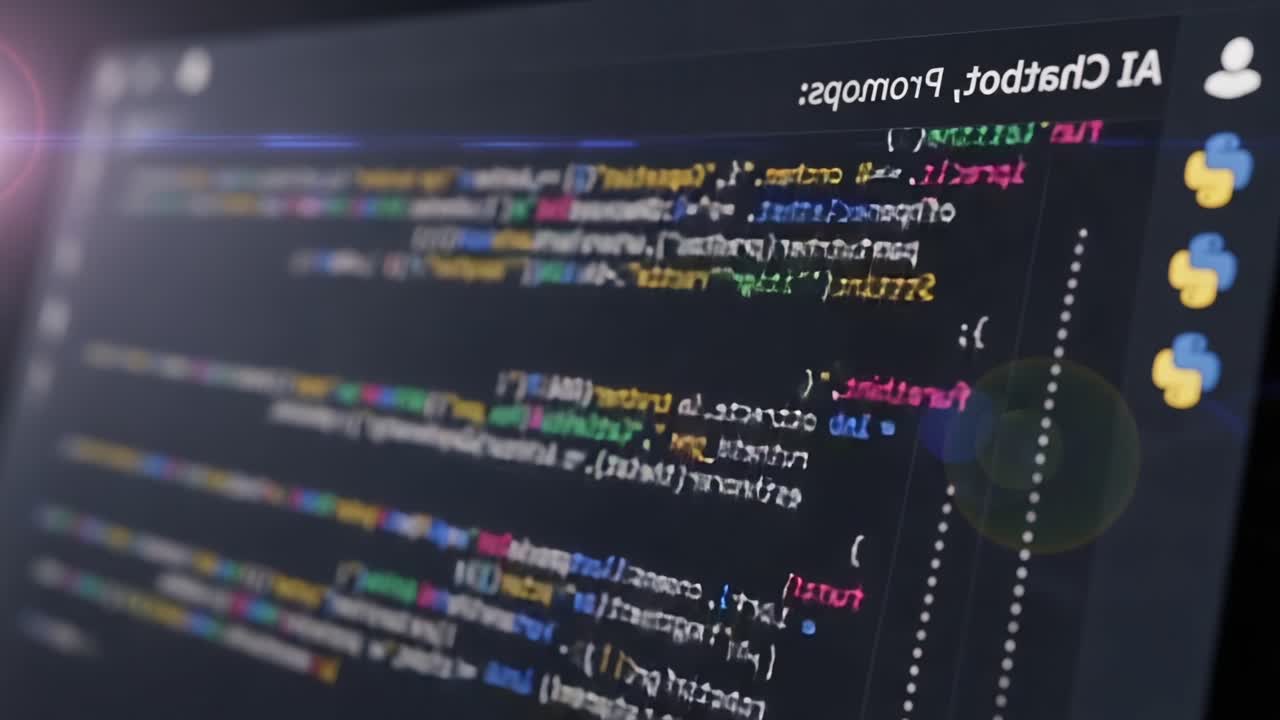 Dynamic Code Display: A Glimpse Into Programming as Syntax Colors and Structure Emerge on the Screen, Highlighting Data Manipulation and Functions in Python