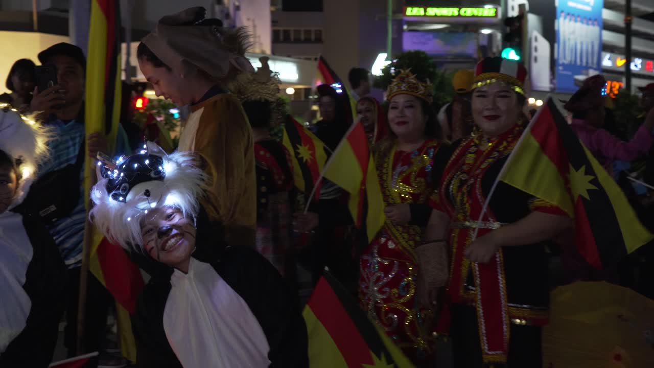 Kuching Night Street Parade Performance From Others Group Of People,Costume,Culture And Tribe Of Sarawak