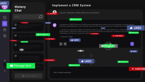 animation of icons and data processing over screens