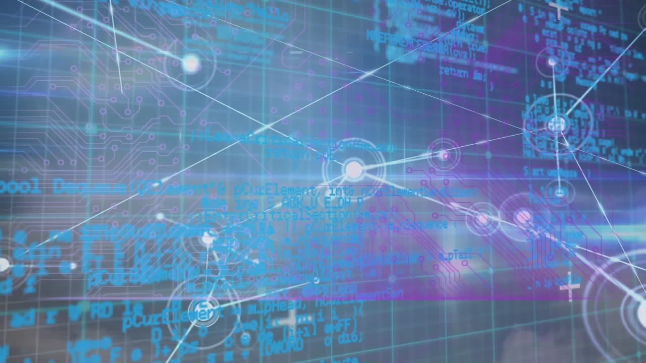 연결된 점의 애니메이션과 그리드 패턴에 대한 프로그래밍 언어