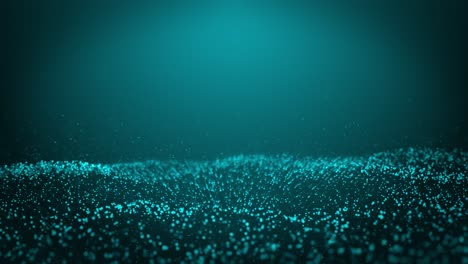 simulation of flying over sea waves with particle effect of blue color