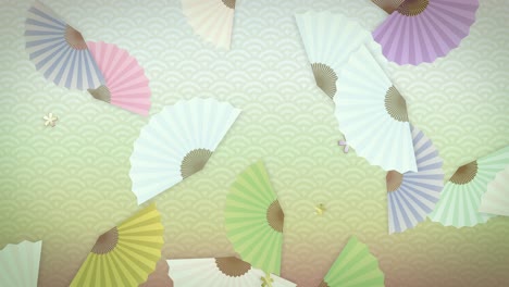 japanese folding fan shapes and flower [loop]