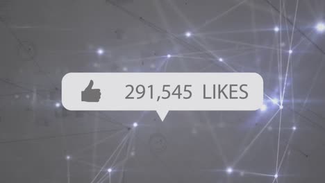 animation of number of likes over network of connections and data processing