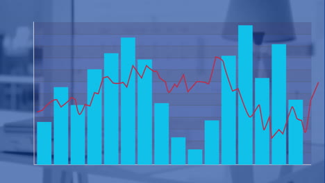 Animation-of-financial-data-processing-over-desk-in-office