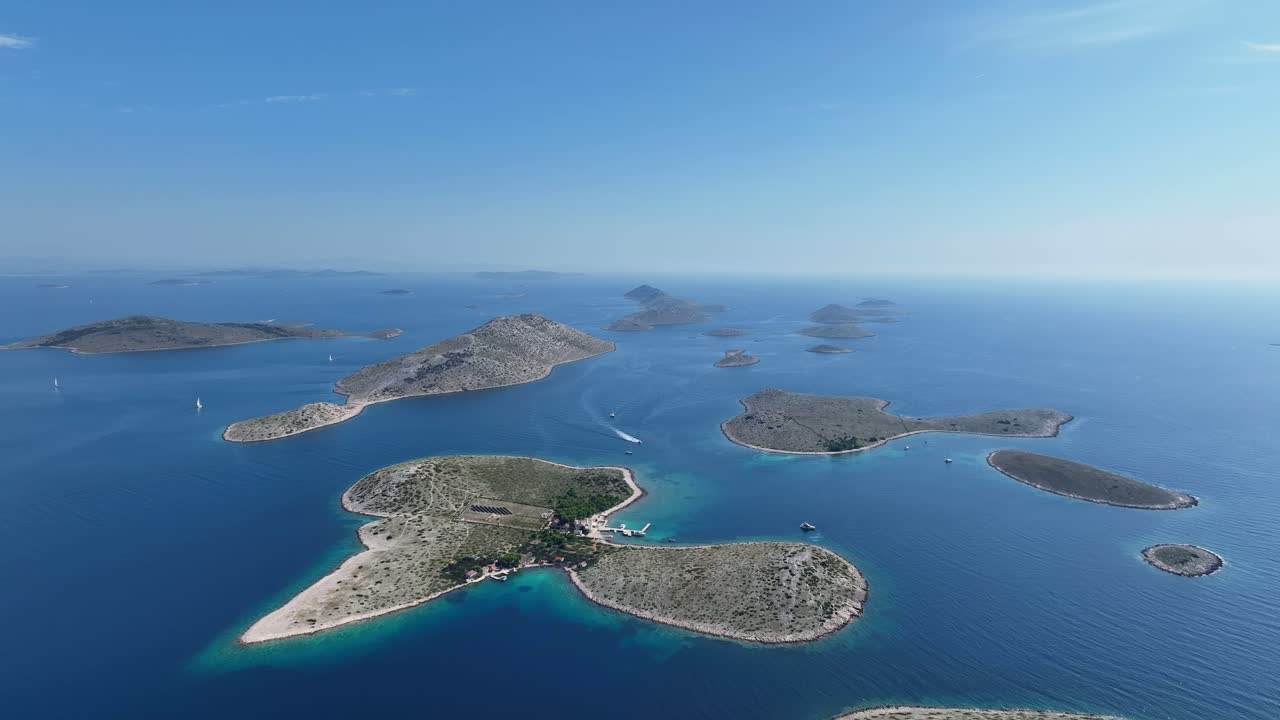 High Aerial View Kornati Islands Group National Park in Adriatic Sea