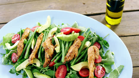 salad with oil in plate