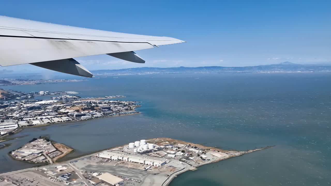 Airplane Passenger POV of South San Francisco, California USA After Taking Off From International Airport