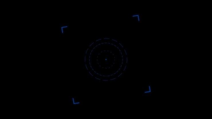 Sovrapposizione di reticolo di mira HUD digitale su sfondo nero