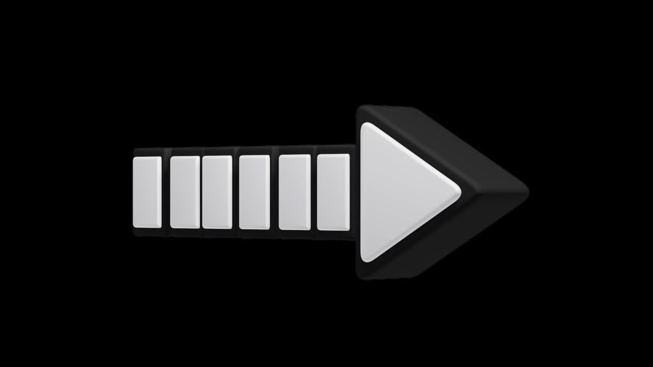 3D Black and White Right Arrow Icon