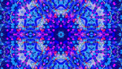 simetría estelar. efecto caleidoscopio de superficie líquida ondulada brillante con círculos distorsionados flotan como gotas de pintura en aceite. fondo creativo con gradiente multicolor en 4k. 3d