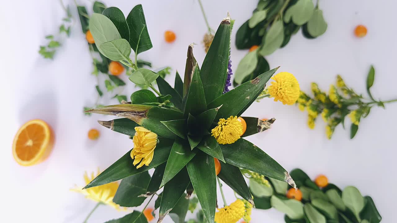 Pineapple Flower Arrangement with Oranges