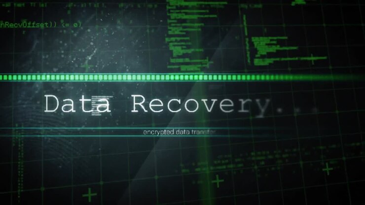 Animation of data processing on black background