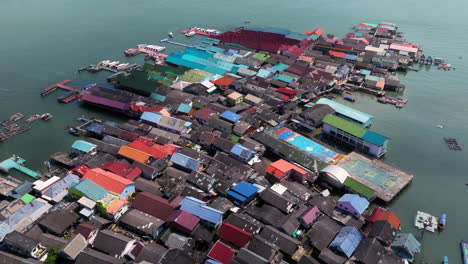 koh panyee floating village and blue sea in phang nga bay, thailand. - aerial shot