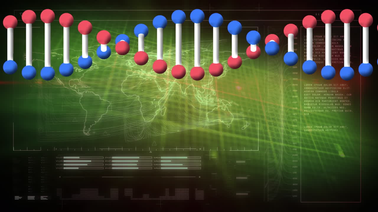 dna 가닥에 대한 데이터 처리의 애니메이션