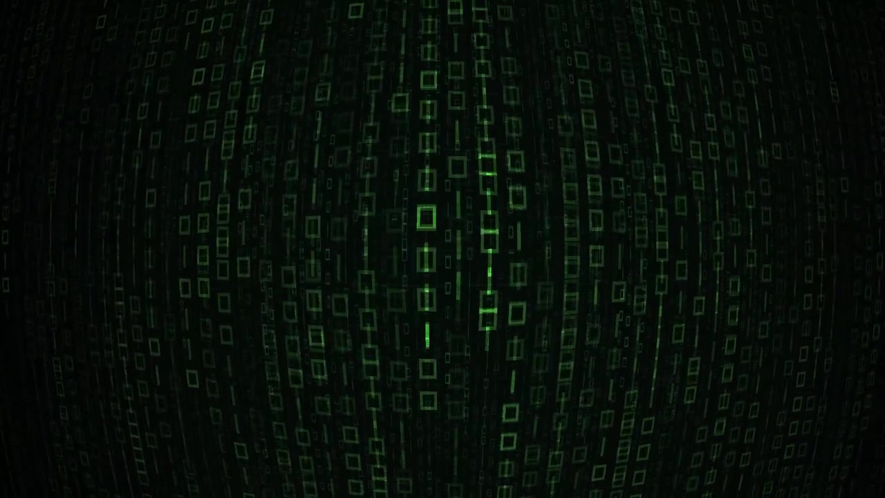 Digital Matrix Code Falling on Dark Background