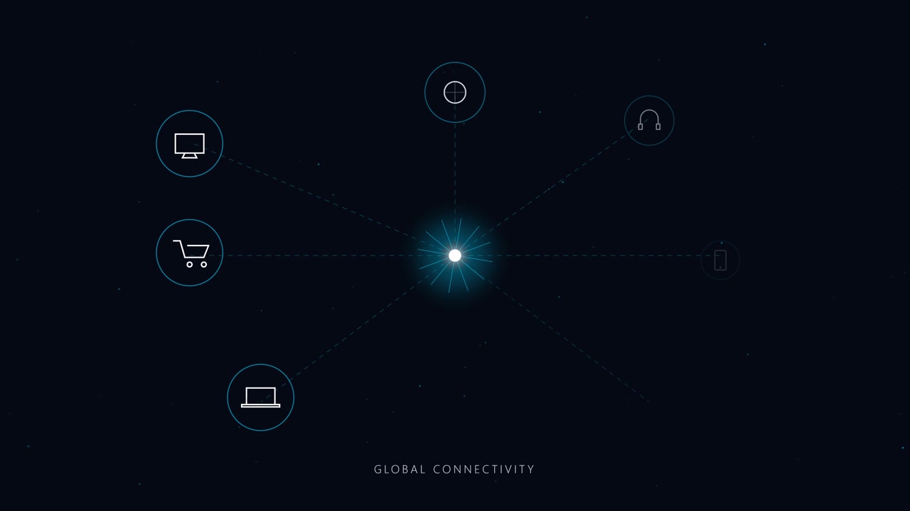 Connessione di Rete Digitale con Icone che Rappresentano la Connettività Globale
